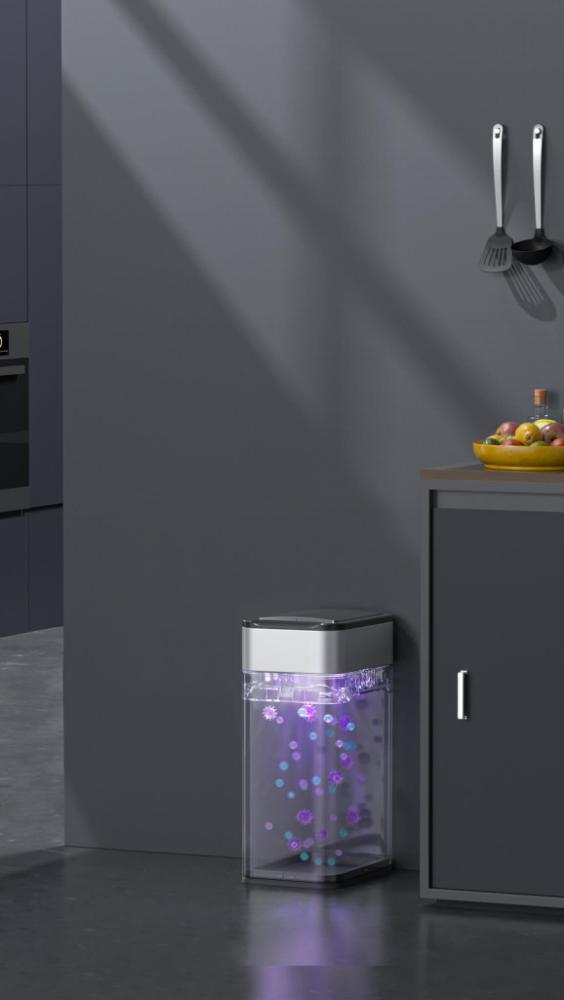 Elpheco TwinLid (petit format) poubelle à capteur en acier inoxydable 9.5L