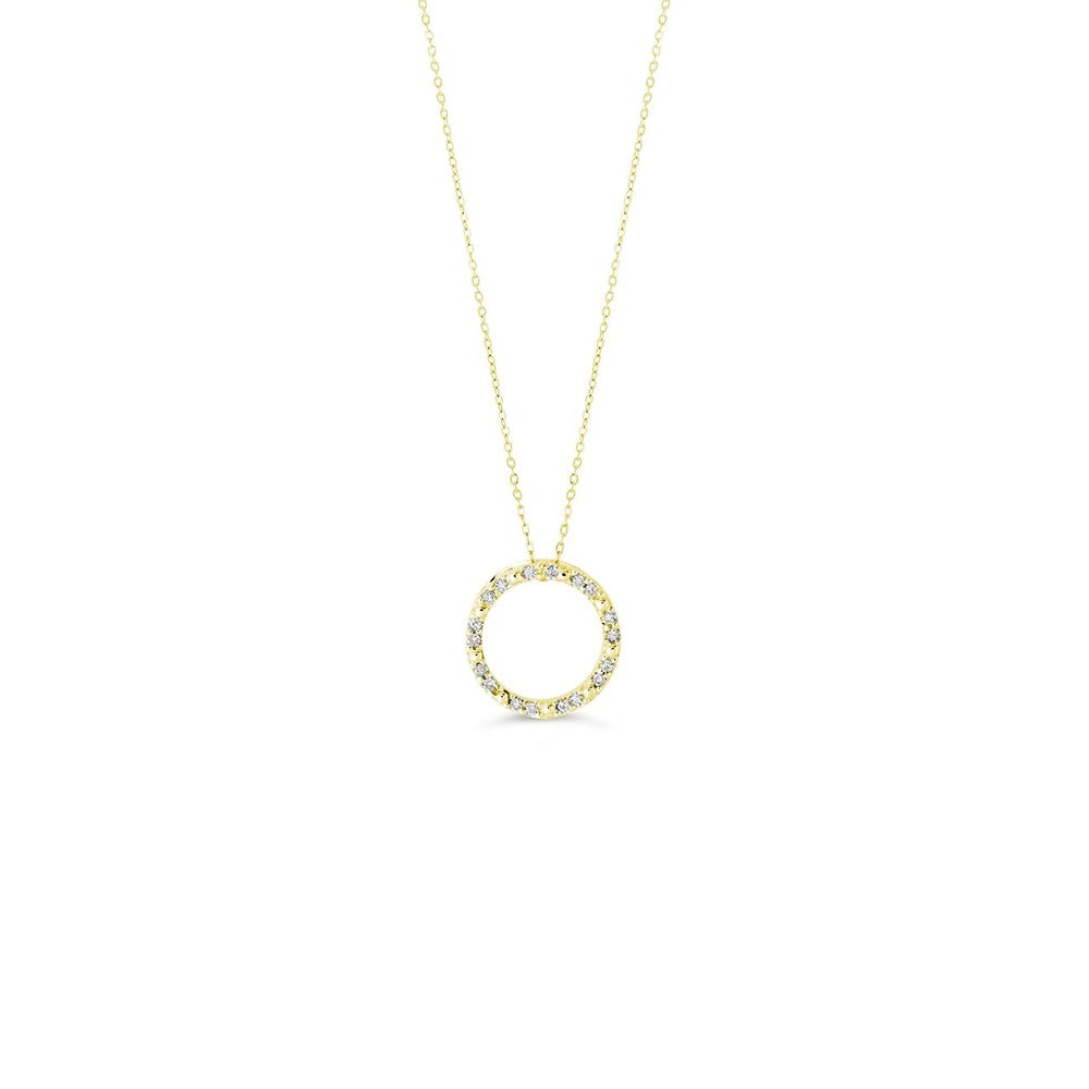 Pendentif Cercle de vie en or jaune et diamants Victoria's Finest avec chaîne réglable de 18 pouces, 10 carats, 0,10 ct