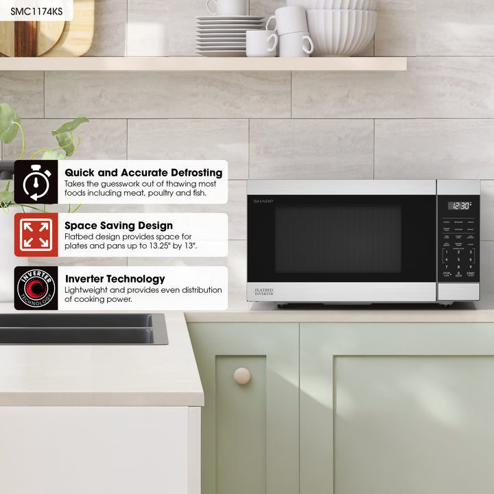 Four à micro-ondes de comptoir SHARP 1100 W avec technologie Inverter et plateau plat