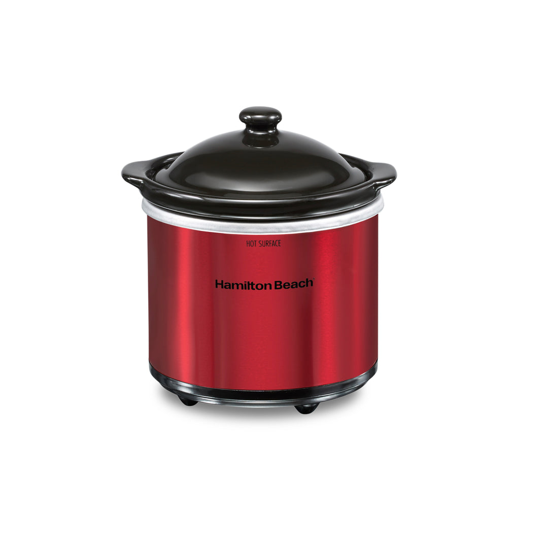 Hamilton Beach Programmable Stay or Go Slow Cooker with Party Dipper Food Warmer - Red