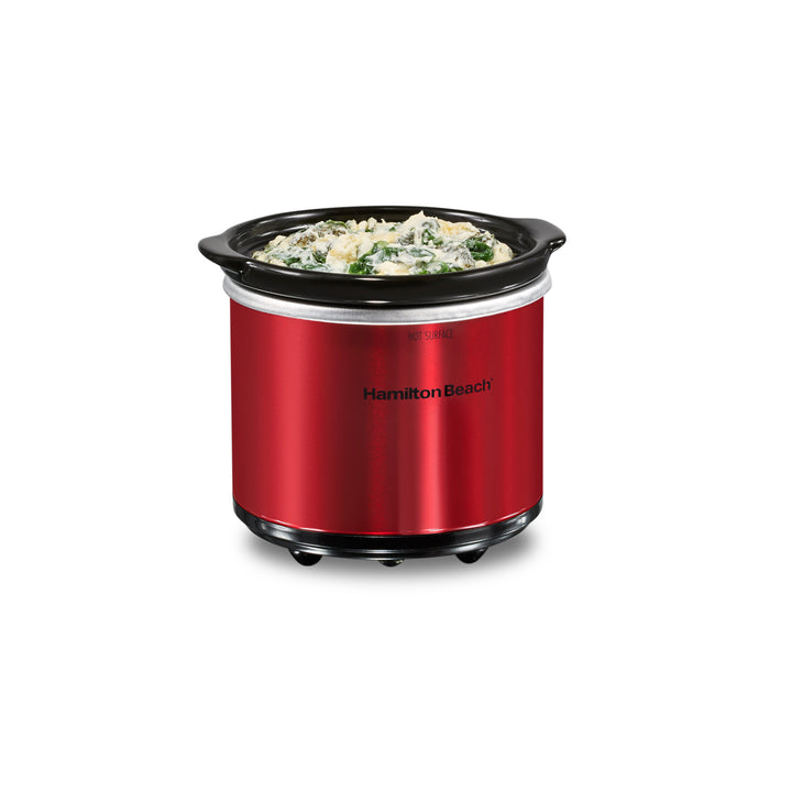 Hamilton Beach Programmable Stay or Go Slow Cooker with Party Dipper Food Warmer - Red