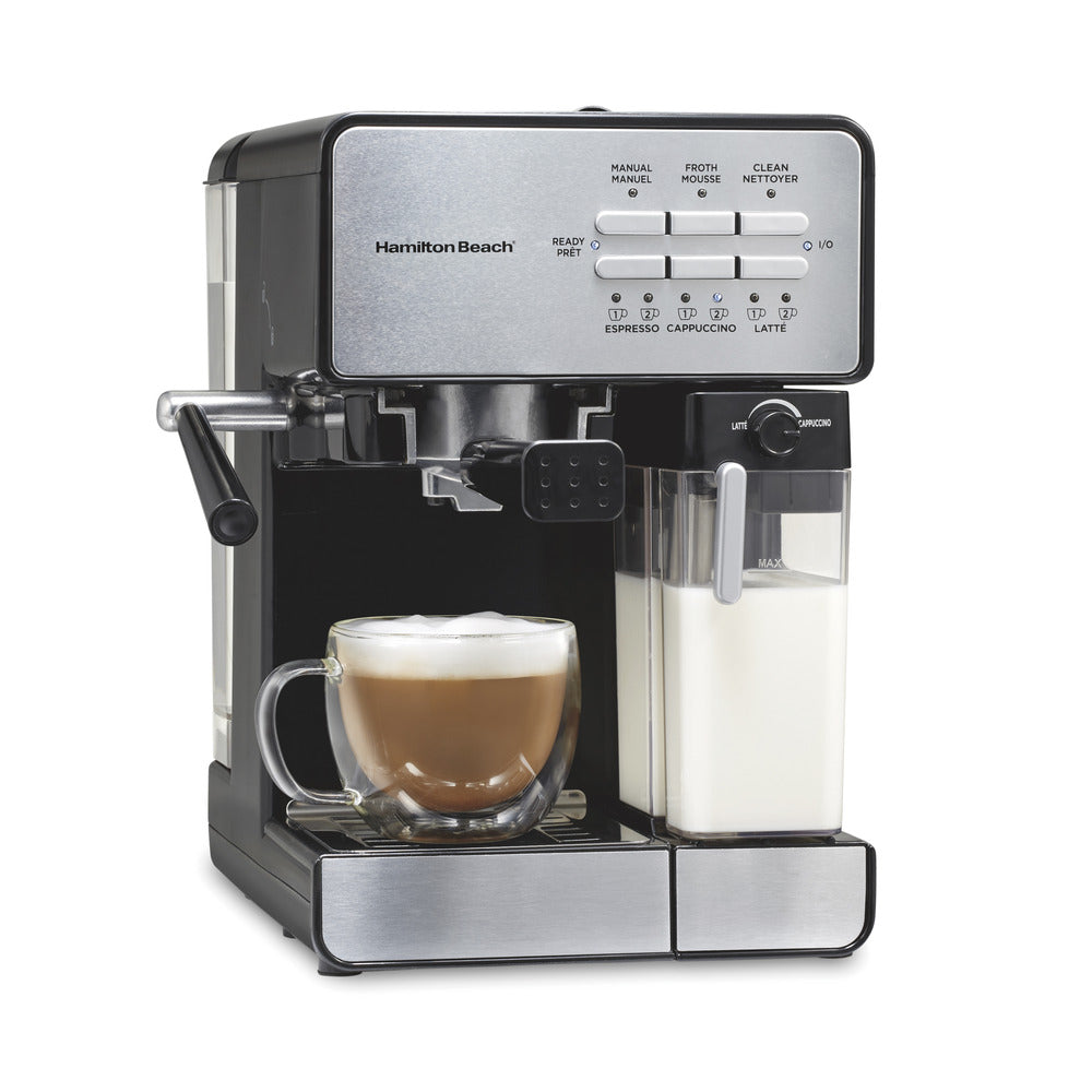 Machine à expresso coulissante et verrouillable Hamilton Beach avec réservoir à lait automatique