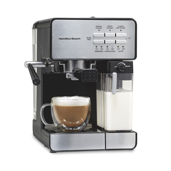 Machine à expresso coulissante et verrouillable Hamilton Beach avec réservoir à lait automatique