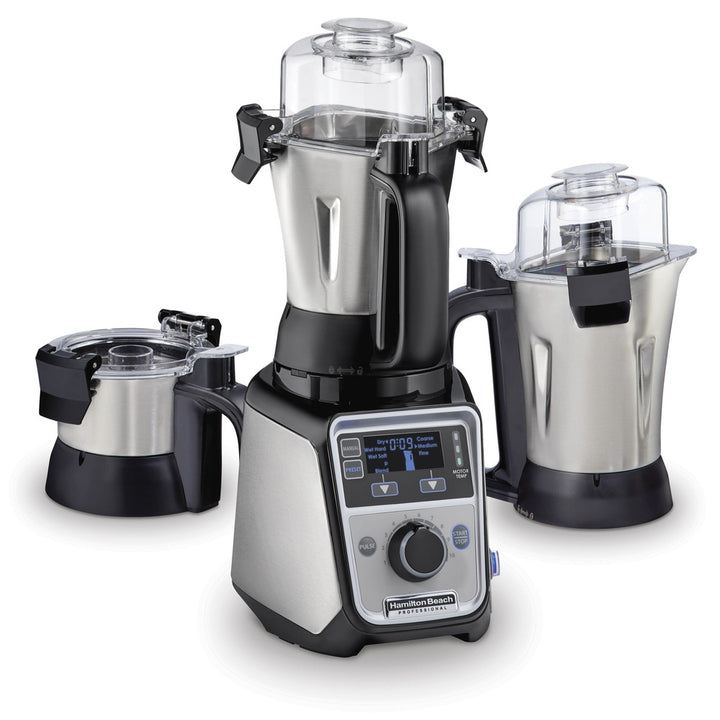 Mixeur/extracteur de jus/broyeur professionnel Hamilton Beach 2,2 CV 120 V avec 3 pots en acier inoxydable