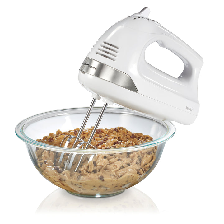 Hamilton Beach 6 Speed Hand Mixer with Snap-On Case - White
