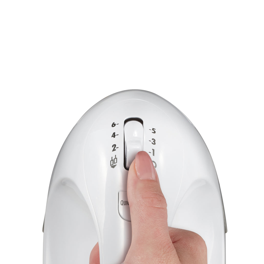Hamilton Beach 6 Speed Hand Mixer with Snap-On Case - White