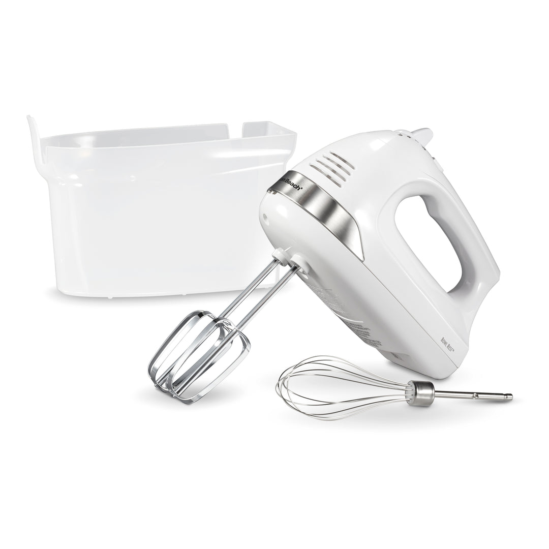 Hamilton Beach 6 Speed Hand Mixer with Snap-On Case - White