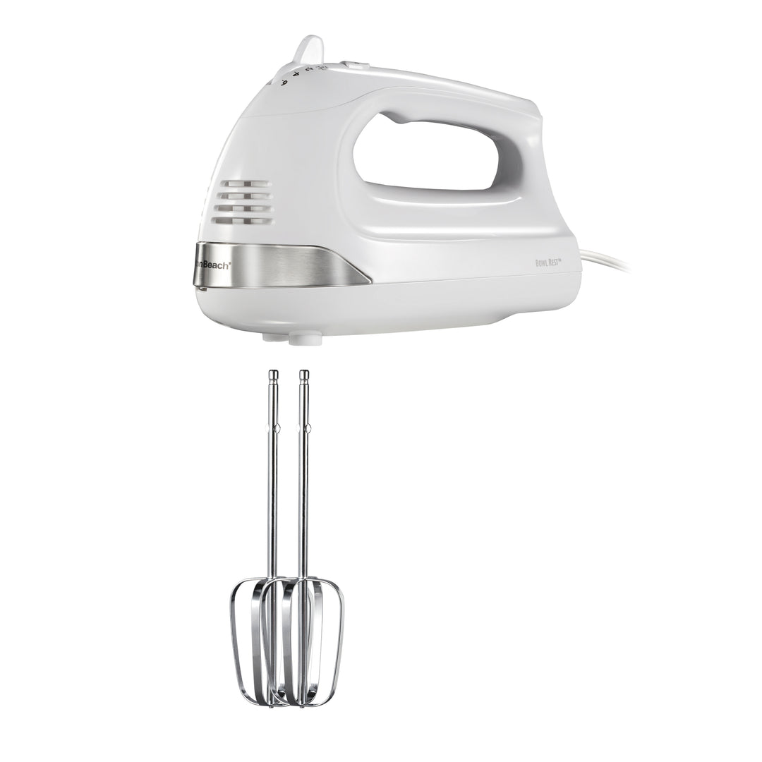 Hamilton Beach 6 Speed Hand Mixer with Snap-On Case - White