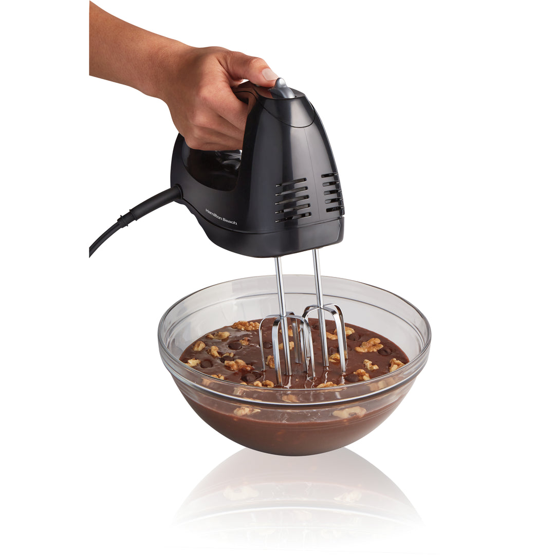 Hamilton Beach 6 Speed Hand Mixer with Snap-On Case - Black