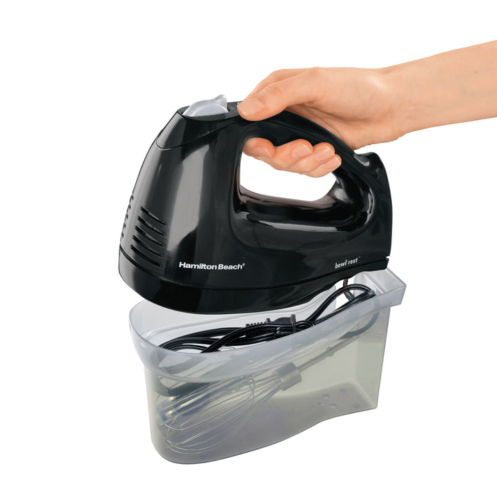 Hamilton Beach 6 Speed Hand Mixer with Snap-On Case - Black