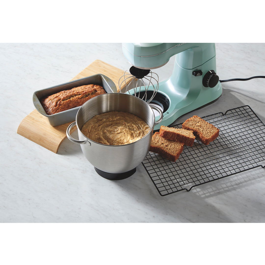Hamilton Beach 7 Speed Stand Mixer with 4 Quart Stainless Steel Bowl - Aqua