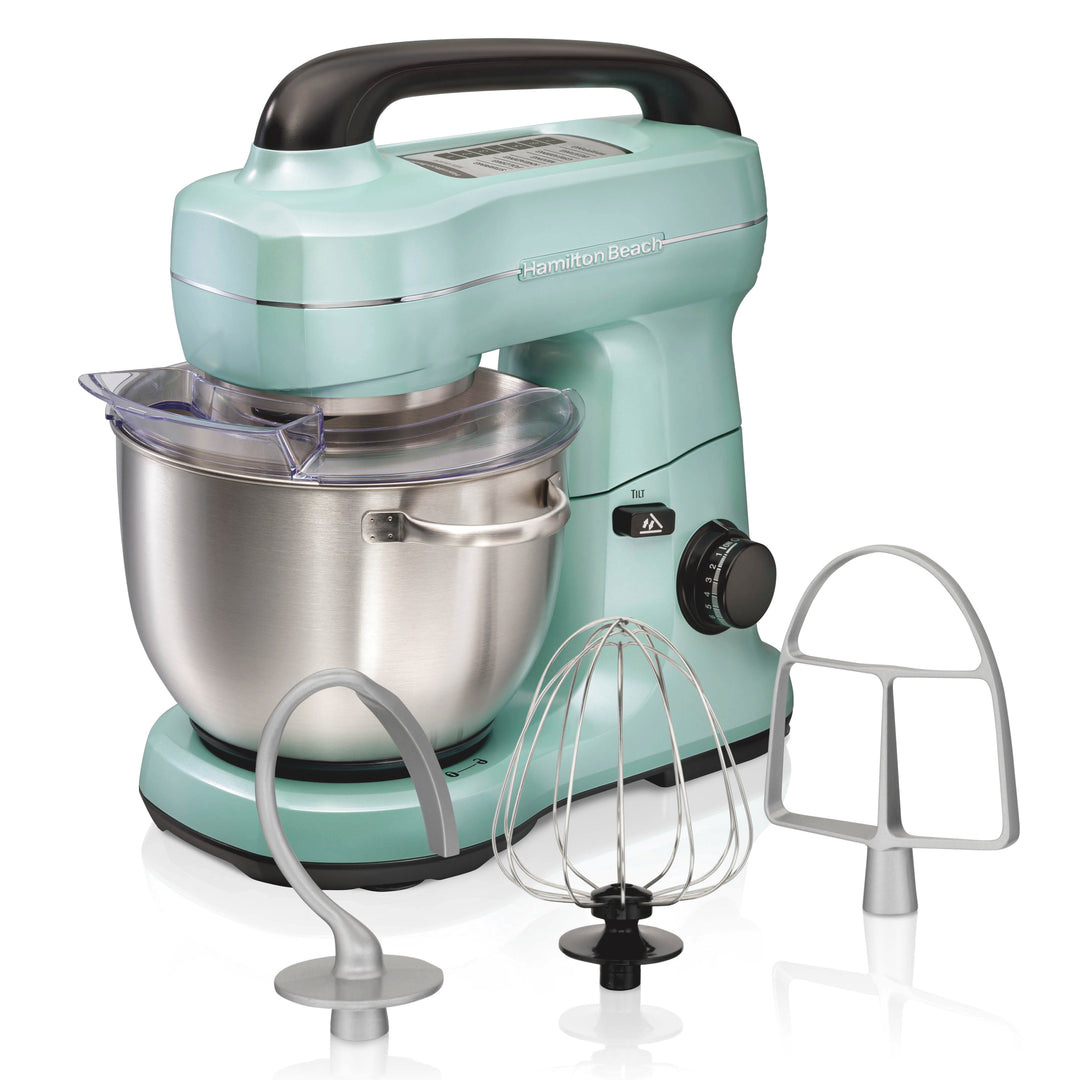 Hamilton Beach 7 Speed Stand Mixer with 4 Quart Stainless Steel Bowl - Aqua