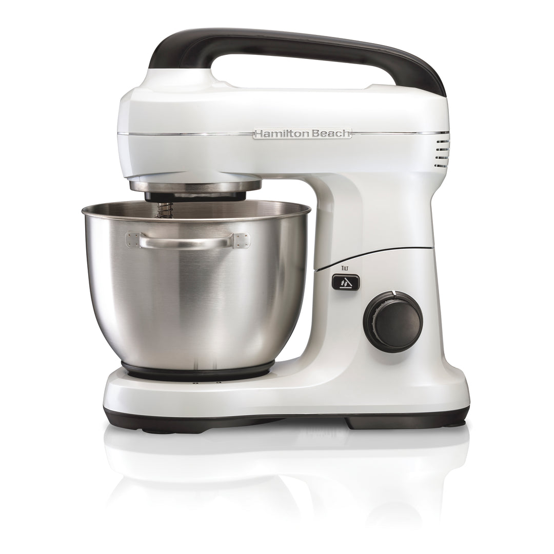 Hamilton Beach 7 Speed Stand Mixer with 4 Quart Stainless Steel Bowl - White