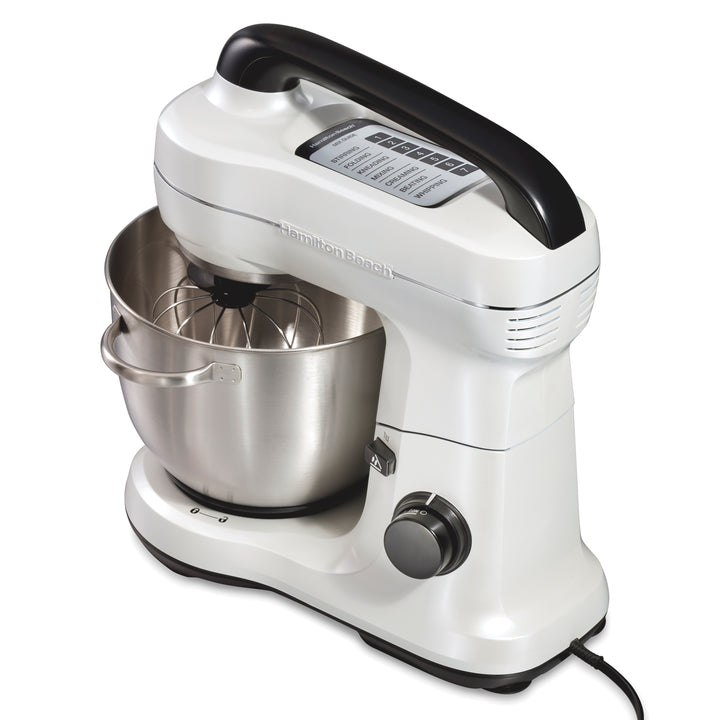 Hamilton Beach 7 Speed Stand Mixer with 4 Quart Stainless Steel Bowl - White