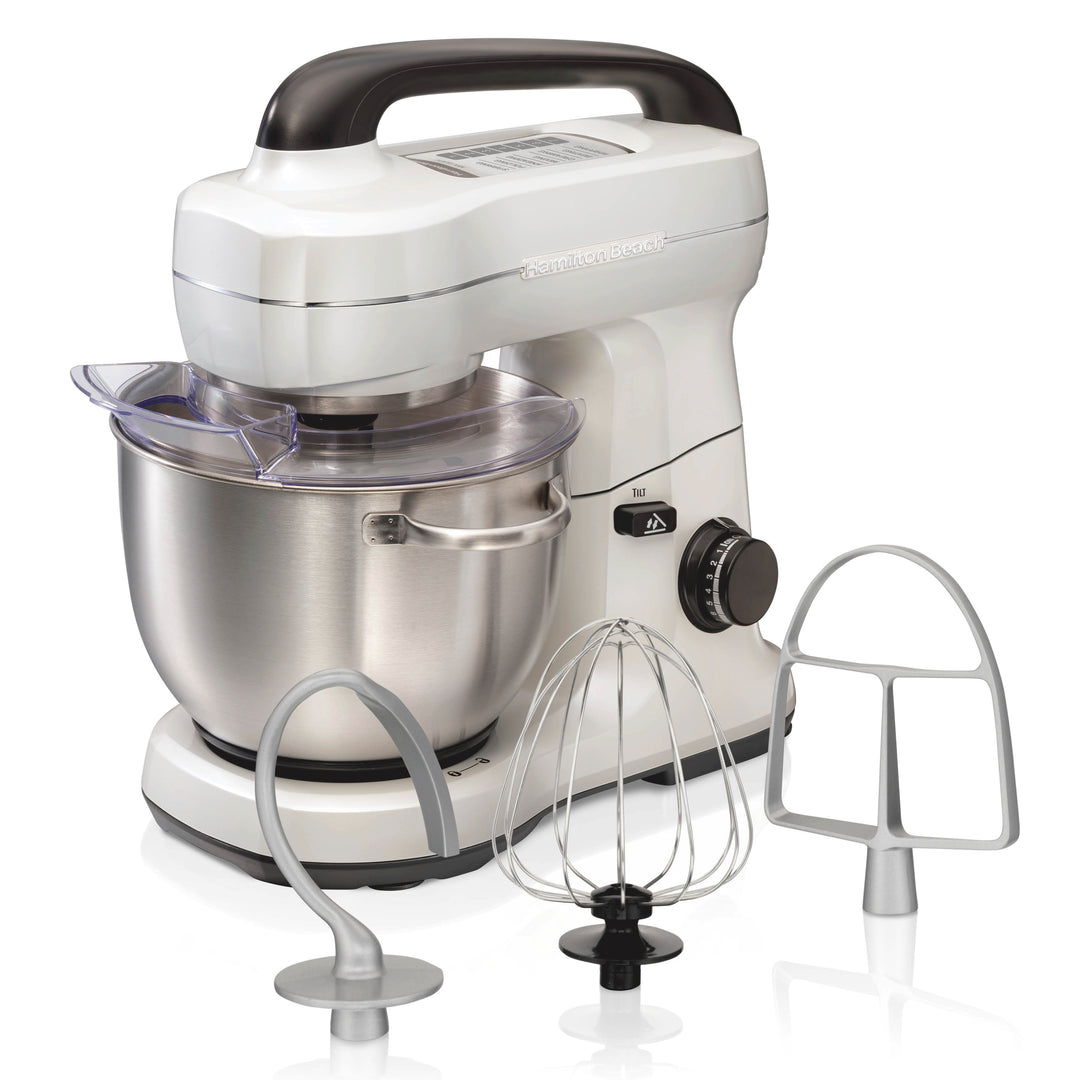 Hamilton Beach 7 Speed Stand Mixer with 4 Quart Stainless Steel Bowl - White
