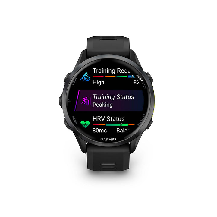 Garmin, Forerunner 970, Watch, Watch Color: Black, Wristband: Black/Translucent Whitestone- Silicone