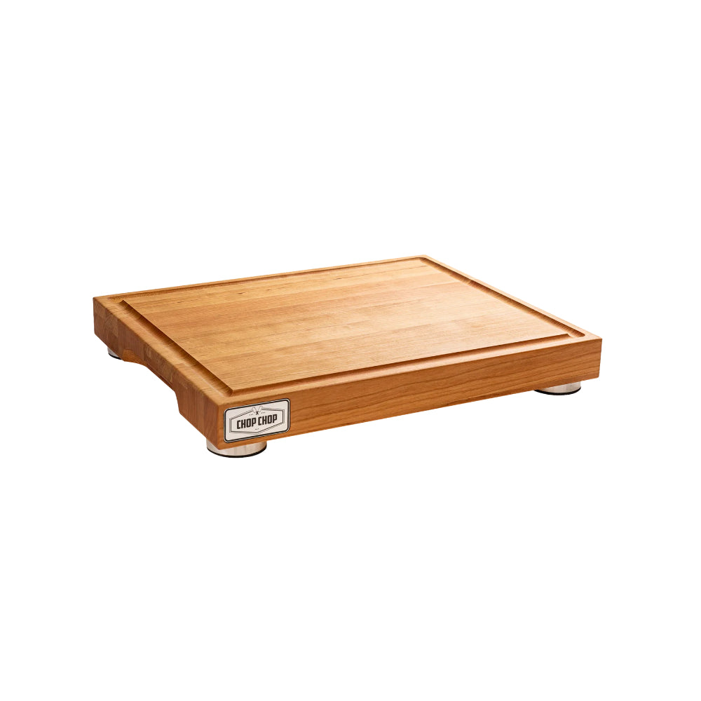Chop Chop Butcher Block with Brushed Aluminium Stabilizers and Juice Groove (Edge Grain) - Cherry