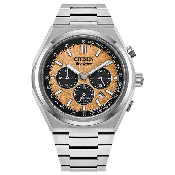 Montre Citizen Eco-Drive Forza Chrono Super Titanium - Ton argent texturé saumon