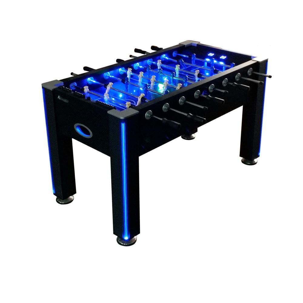 ATOMIC Table de baby-foot lumineuse à DEL azur de 58 po - Noir
