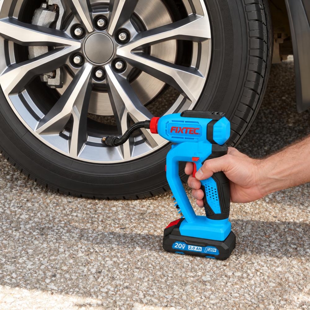 FIXTEC 20V Cordless Automatic Air Compressor / Tire Inflator, 150 PSI, 14L/min, Digital Pressure Gauge
