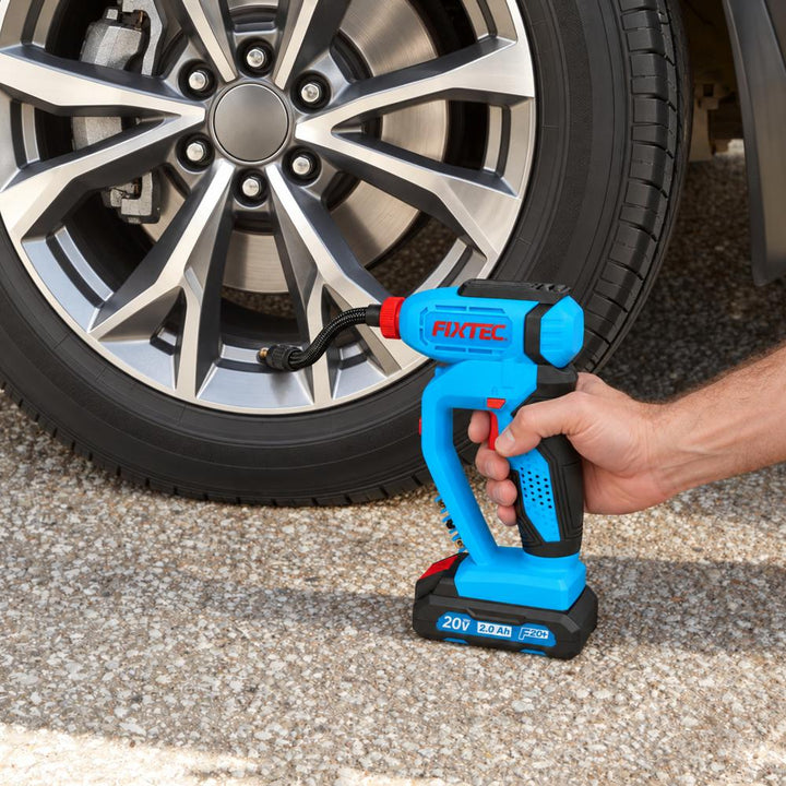 FIXTEC 20V Cordless Automatic Air Compressor / Tire Inflator, 150 PSI, 14L/min, Digital Pressure Gauge