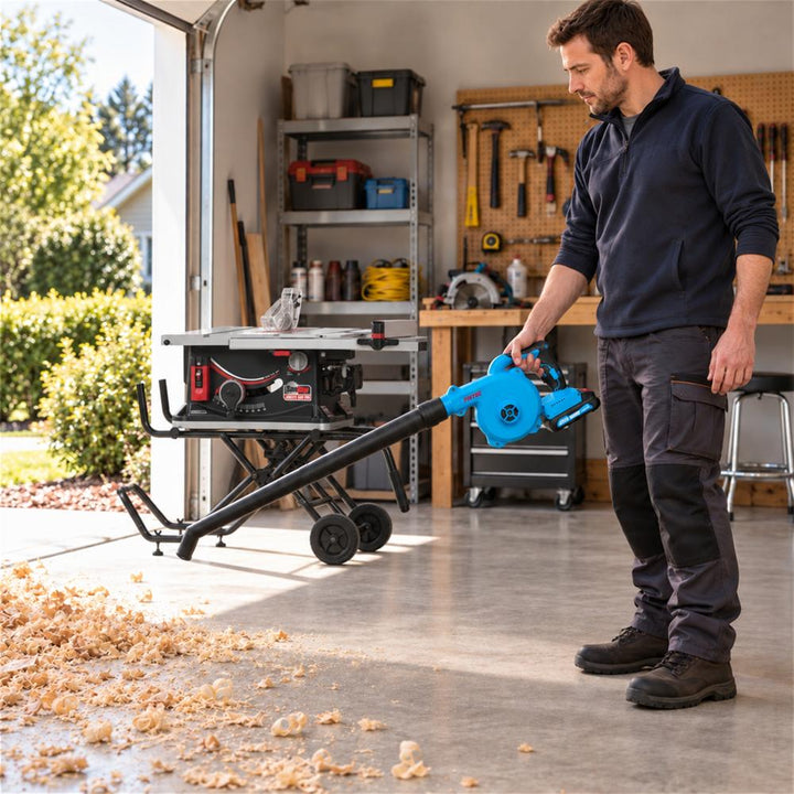 Souffleur/aspirateur sans fil 20 V avec batterie, chargeur et accessoires FIXTEC 