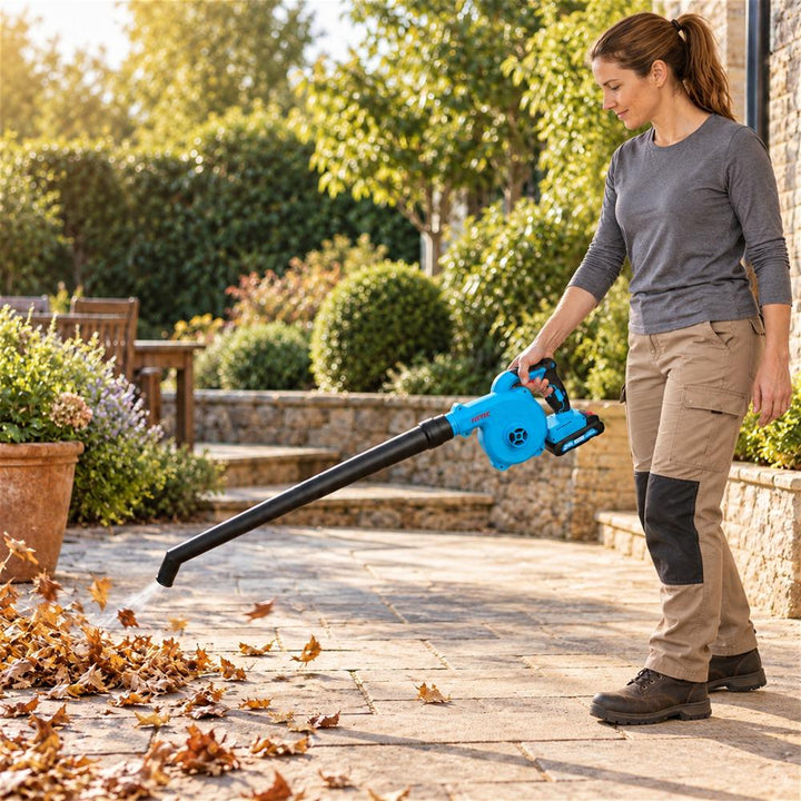 Souffleur/aspirateur sans fil 20 V avec batterie, chargeur et accessoires FIXTEC 