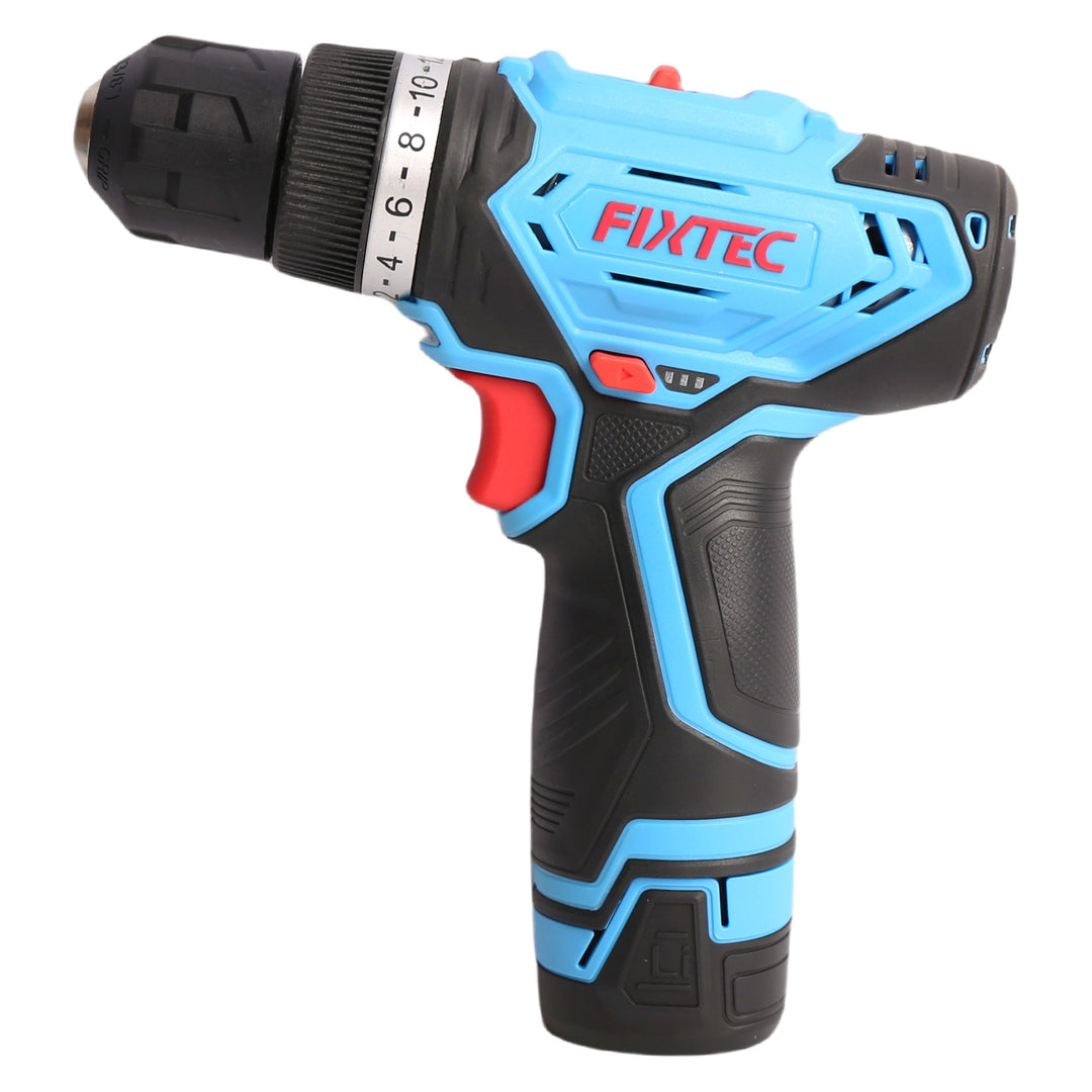 FIXTEC 12V Cordless Drill Kit with (2) Batteries, Charger