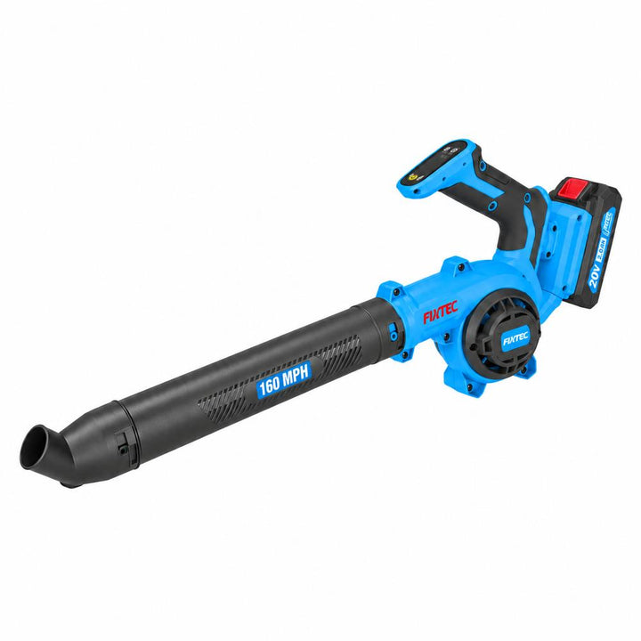 FIXTEC 20V Cordless Garden Blower Kit with Battery, Charger & Accessories