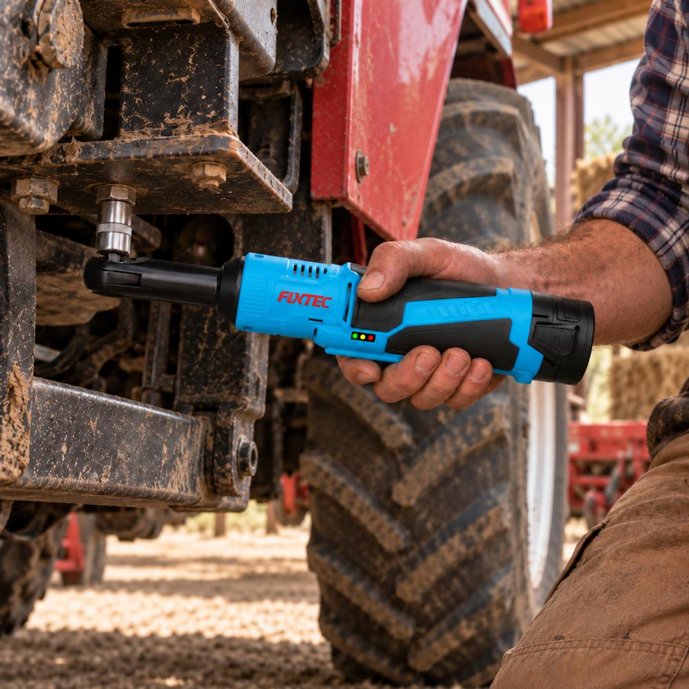 FIXTEC 12V Cordless Ratchet Wrench Kit with (2) Batteries, USB-C Charging