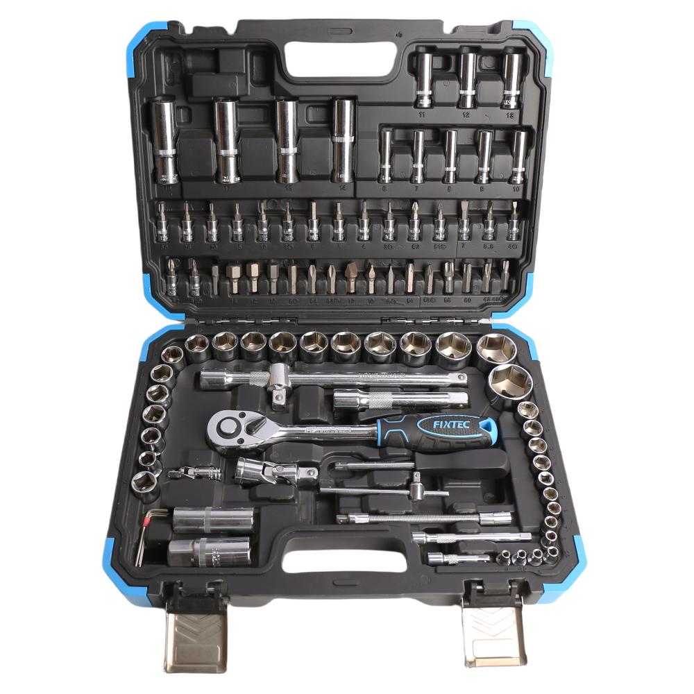 FIXTEC 1/2-inch & 1/4-inch Drive Ratchet and Socket Mechanics Set (94-Pieces)