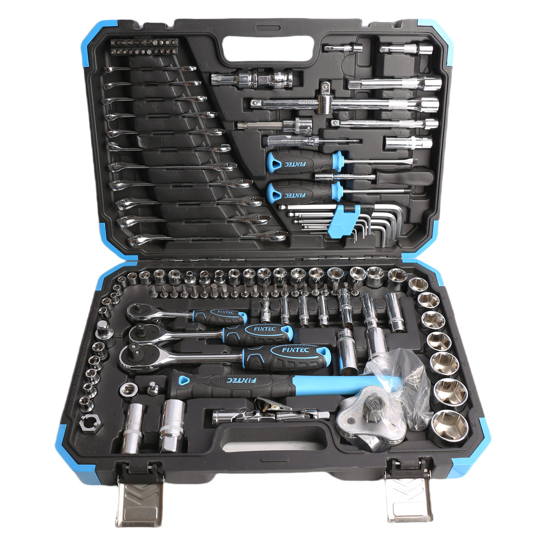 FIXTEC 3/8-inch Drive Ratchet and Socket Mechanics Tool Set (132-Pieces)