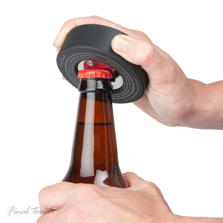 Final Touch® Hockey Puck Bottle Opener