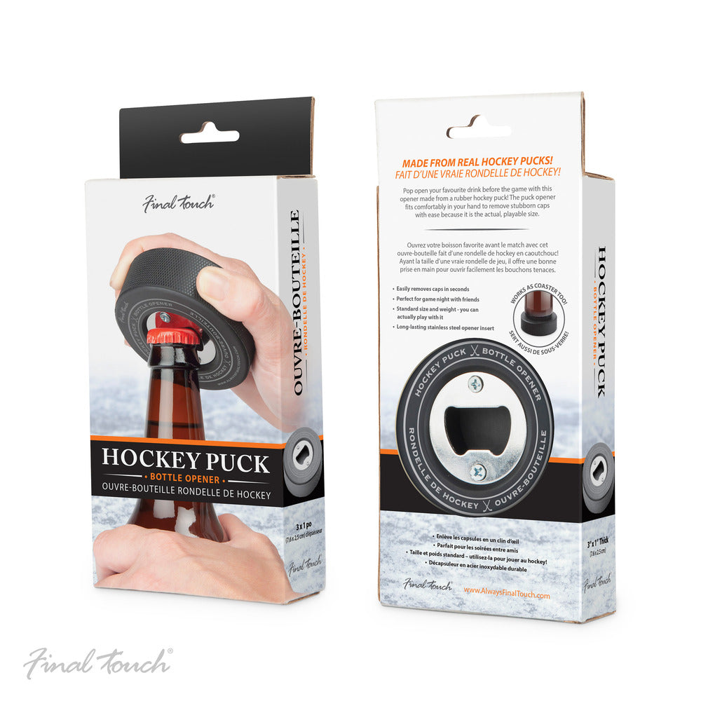 Final Touch® Hockey Puck Bottle Opener