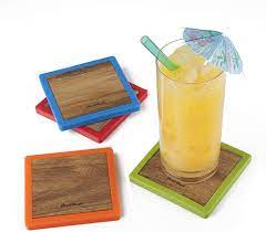 Final Touch® Coloured Wood Coasters - Set of 4