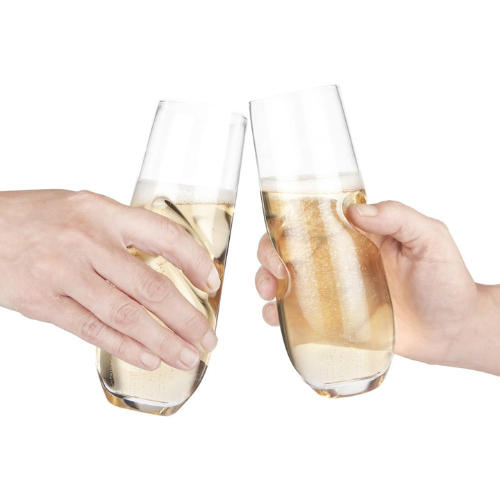 Final Touch® BUBBLES Sparkling Wine / Champagne Stemless Glasses - Set of 4