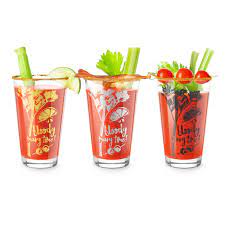 Final Touch® Bloody Mary Time Cocktail Glasses - Set of 3 - Gold, Silver & Black