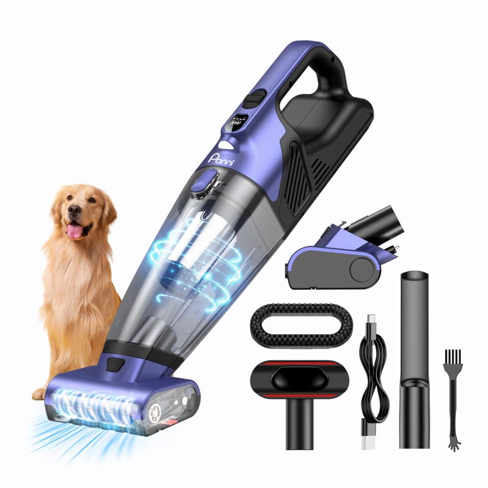 Aspirateur à main sans fil pour animaux Panni avec brosse motorisée, pour la maison et la voiture, 16 V – Violet
