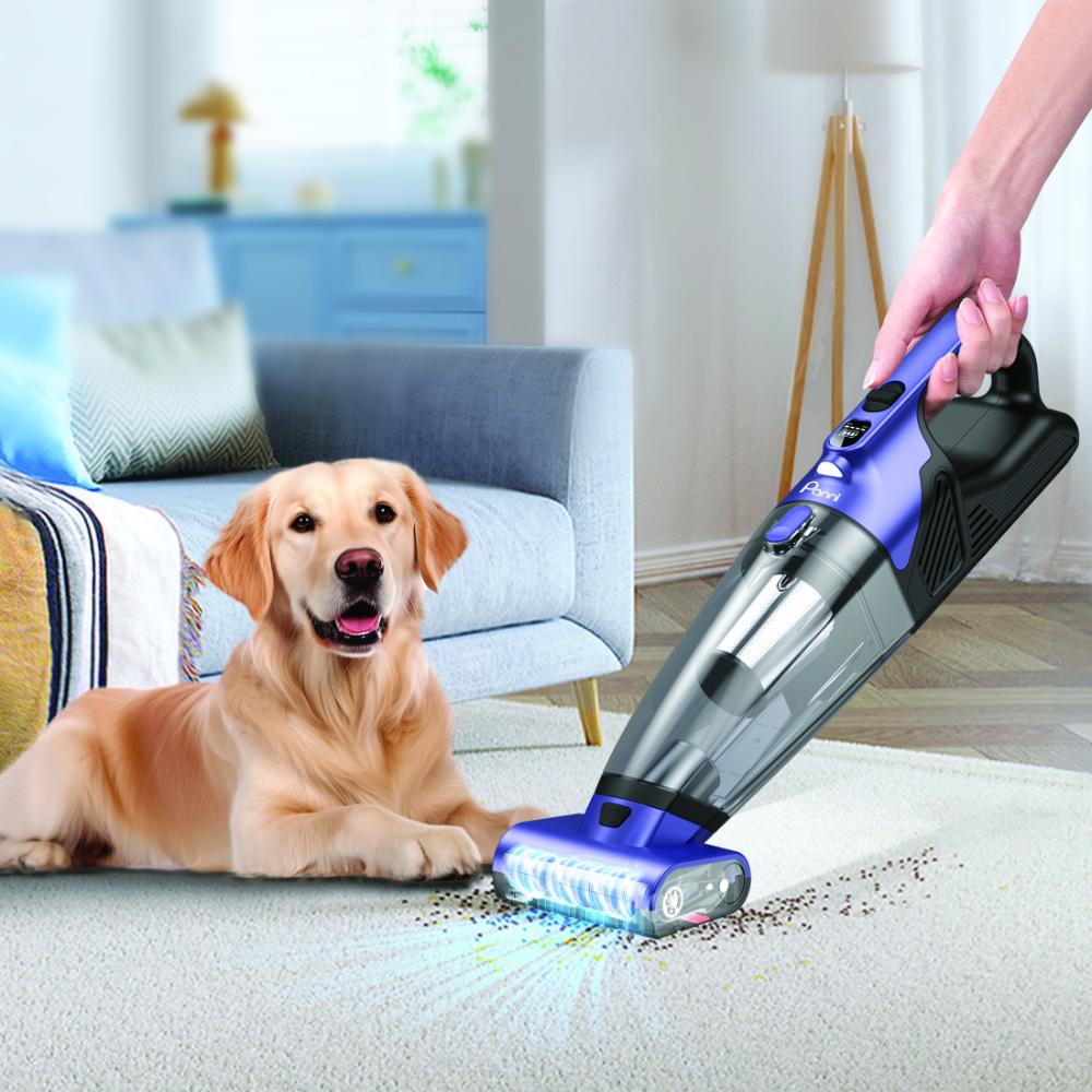 Aspirateur à main sans fil pour animaux Panni avec brosse motorisée, pour la maison et la voiture, 16 V – Violet