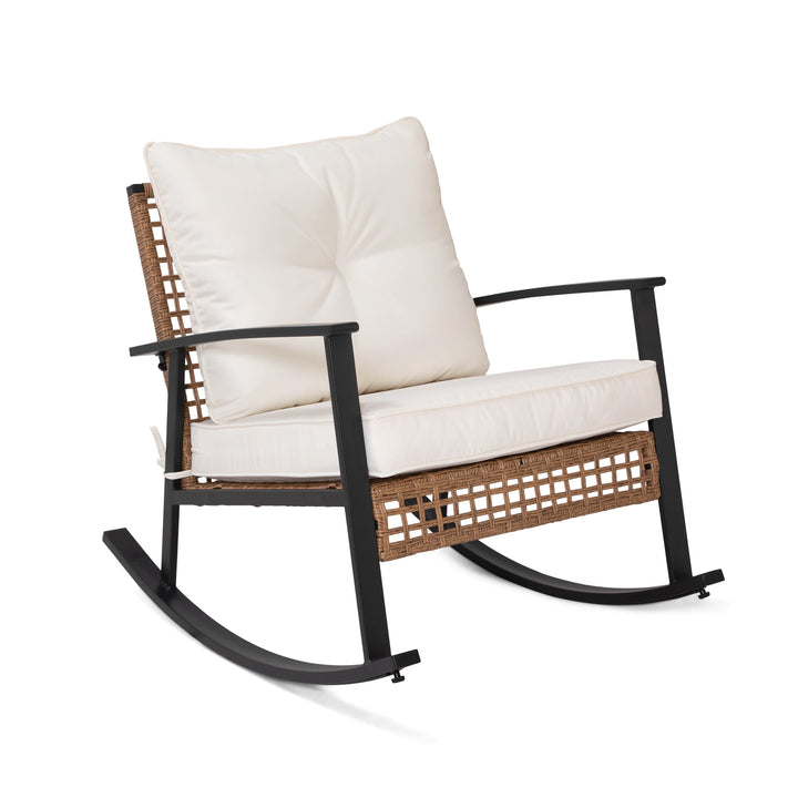 Lausaint 3 Piece Patio Outdoor Rocking Conversation Set