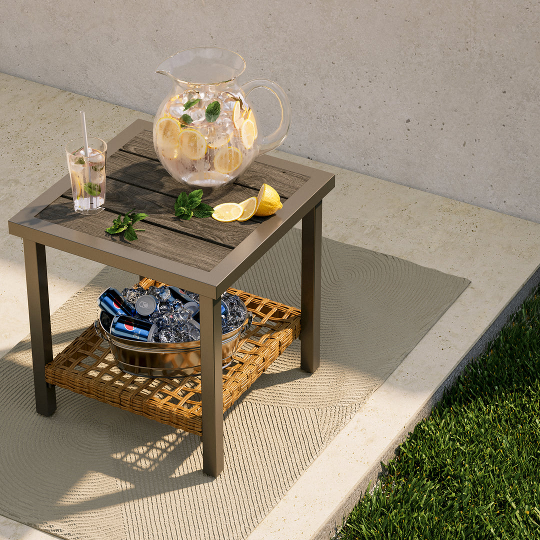 Lausaint 3 Piece Patio Outdoor Rocking Conversation Set