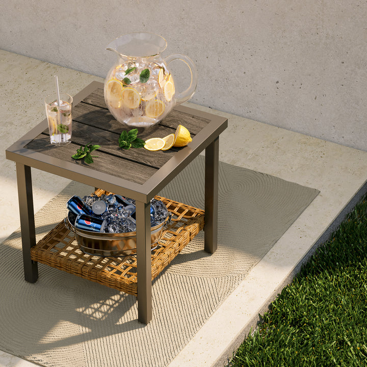 Lausaint 3 Piece Patio Outdoor Rocking Conversation Set