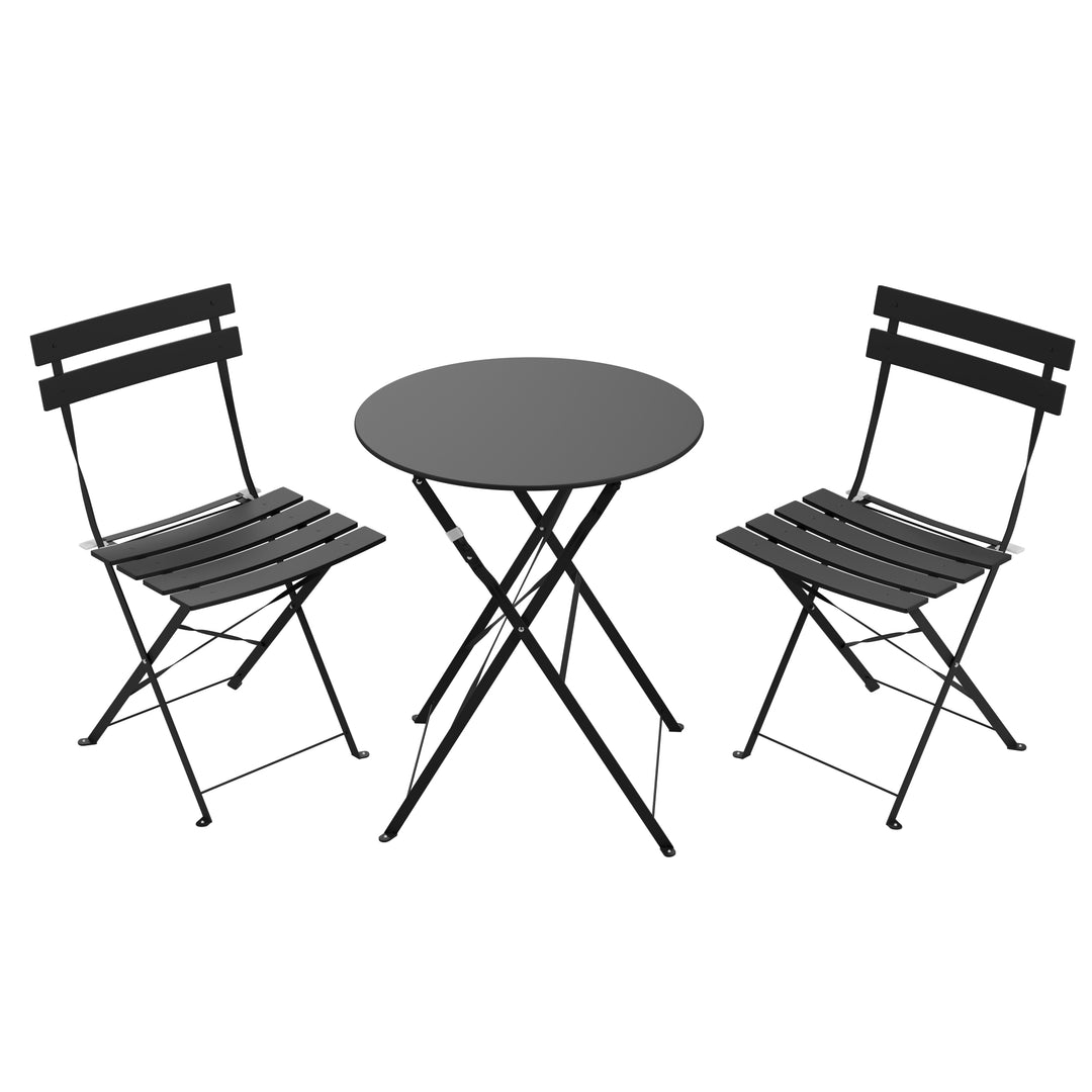 Lausaint Folding Three Piece Bistro Set - Black