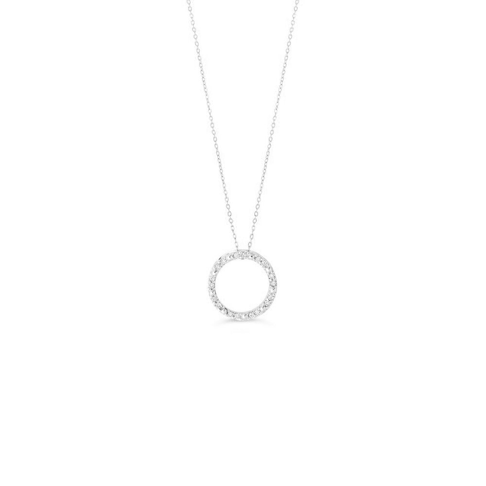 Victoria's Finest White Gold Diamond Circle of Life Pendant with adjustable 18" chain, 10k, .10ctw