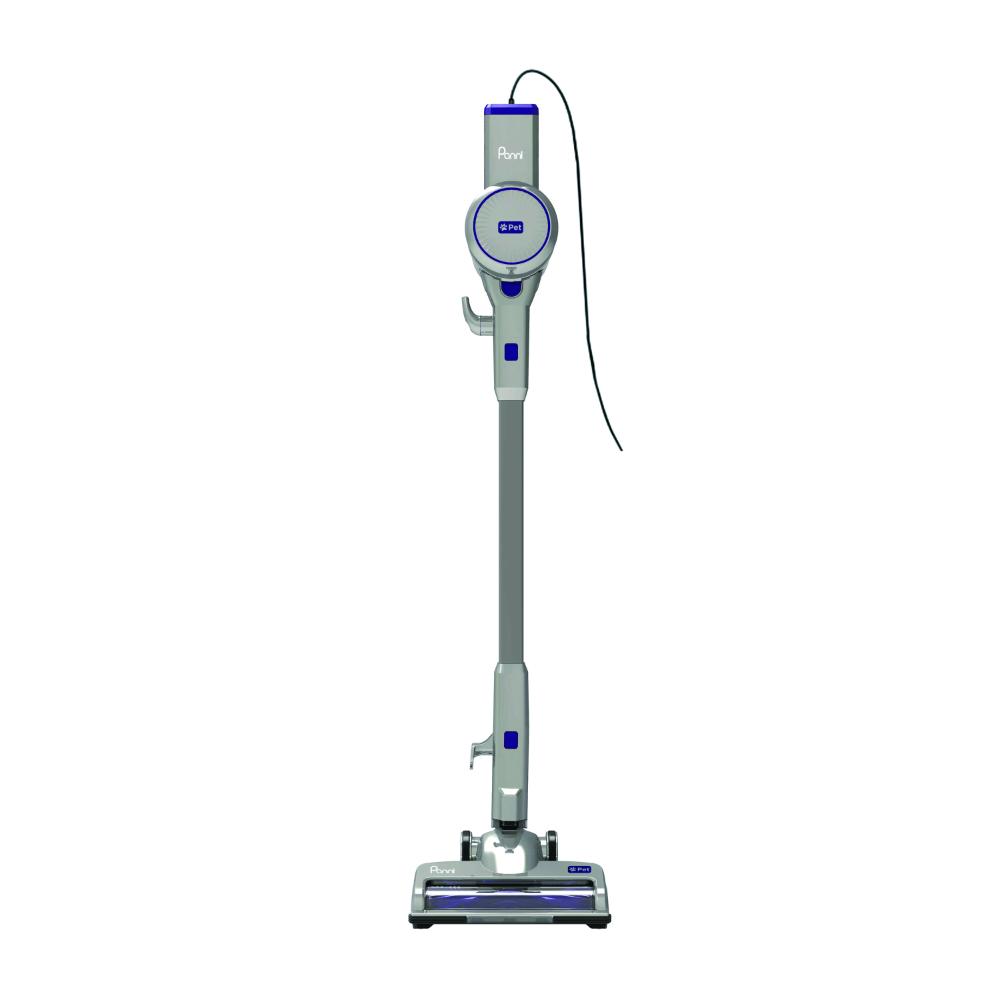 Aspirateur-balai filaire Panni 5-en-1 pour animaux, debout seul, avec brosse motorisée pour poils d'animaux – Argent